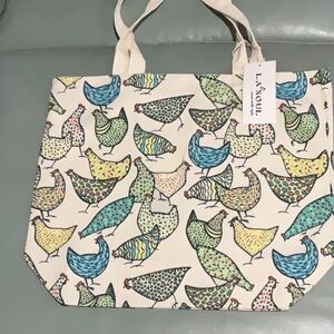 Multicolor Chicken Print Tote Bags-Bundle of 2